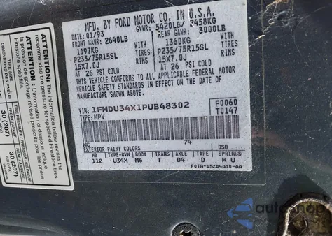 1993 Ford Explorer from USA, damaged, VIN 1FMDU34X1PUB48302